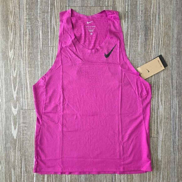 Nike Aeroswift Dri-Fit ADV Running Singlet Tank Top Hot Fuchsia M New FN4231-518 - Picture 1 of 9